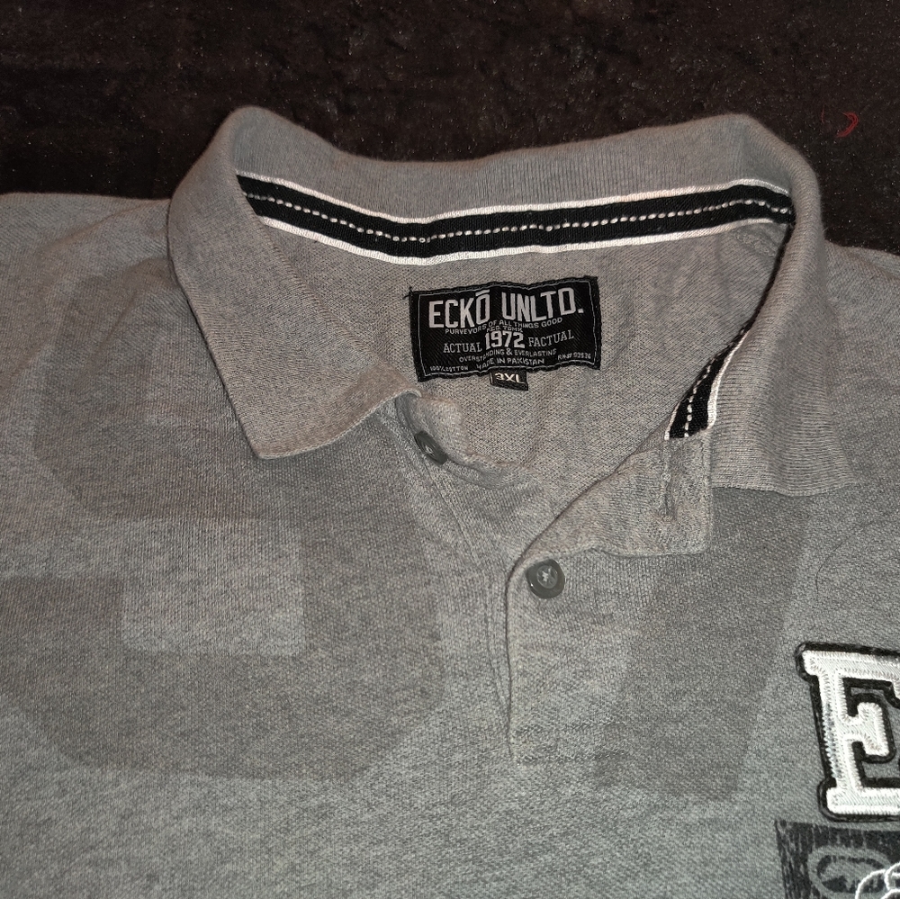 Ecko Unltd 3X Gray Polo Shirt Mens